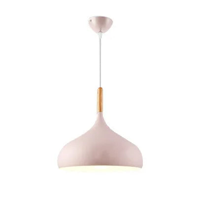 Nordic Colored Chandelier Wooden Pendant Light Bedroom Living Room LED Lamp Single Head Aluminum Children Room Lighting Fixture