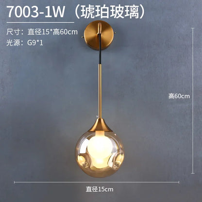 Modern Led Wall Lamp Glass Ball Gold Sconce Lighting Indoor Nordic Living Bedroom Kitchen Fixture Bedside Light Decor Luminaire