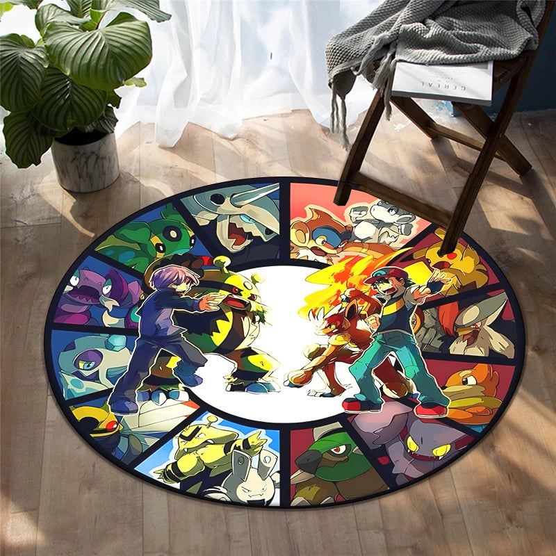 Pokemon Cartoon HD Printed Round Carpet Dropshipping Rug for Living Room Area Rug Large Pet Mat Soft Circle Rugs Room Carpet