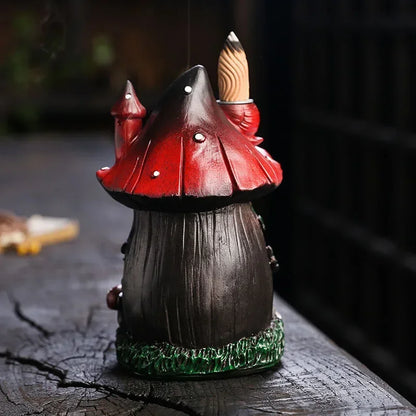 Mushroom House Resin Handicraft Home Ornaments Backflow Incense Burner