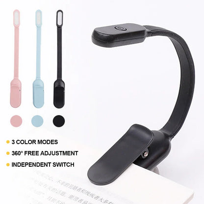 Battery-Powered Clip-On Study Reading Lamp Mini Book Night Light