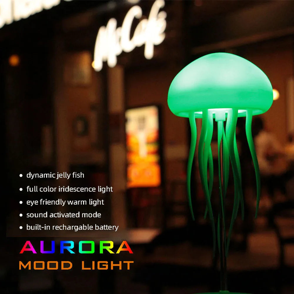 RGB Cartoon Jellyfish Night Lights Voice Control Jellyfish LED Bedside Lamp USB Gradient Colorful Kid Bedroom Ambient Night Lamp