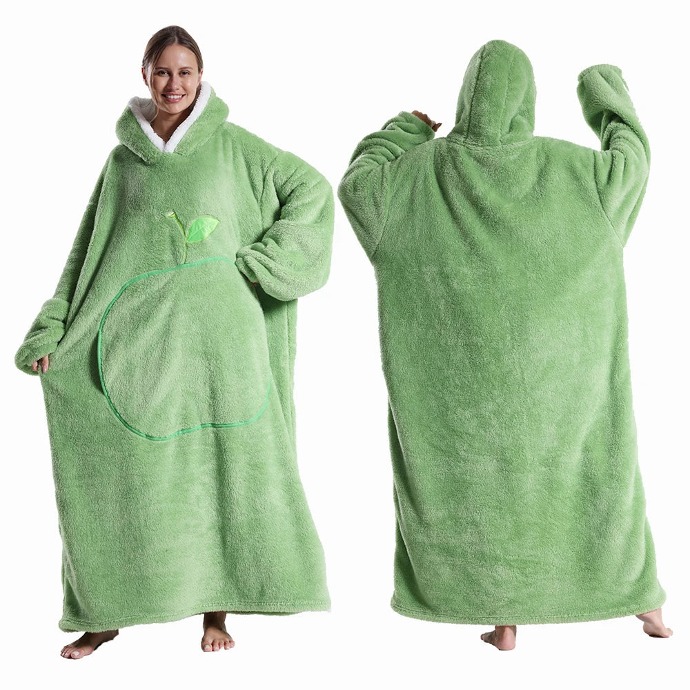 Extra Long Apple Warm Wearable Blanket (55" / 140cm)