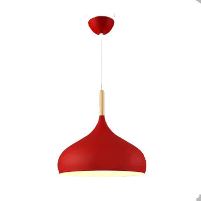 Nordic Colored Chandelier Wooden Pendant Light Bedroom Living Room LED Lamp Single Head Aluminum Children Room Lighting Fixture