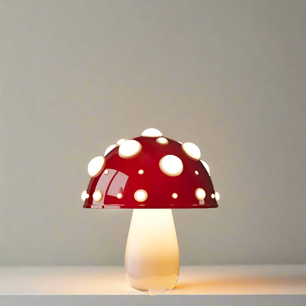 Fly Amanita Mushroom Lamp White Base