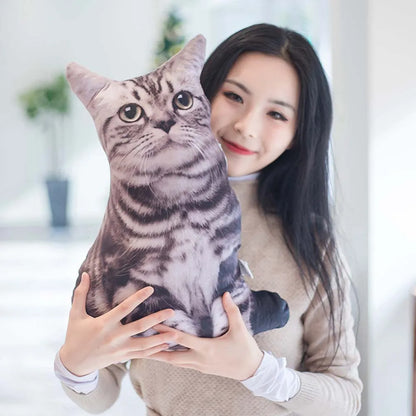 3D Cat Figures Pillows Soft Simulation Cat Shape Cushion Sofa Decoration Throw Pillows Cartoon Plush Toys Friend Kids Gifts