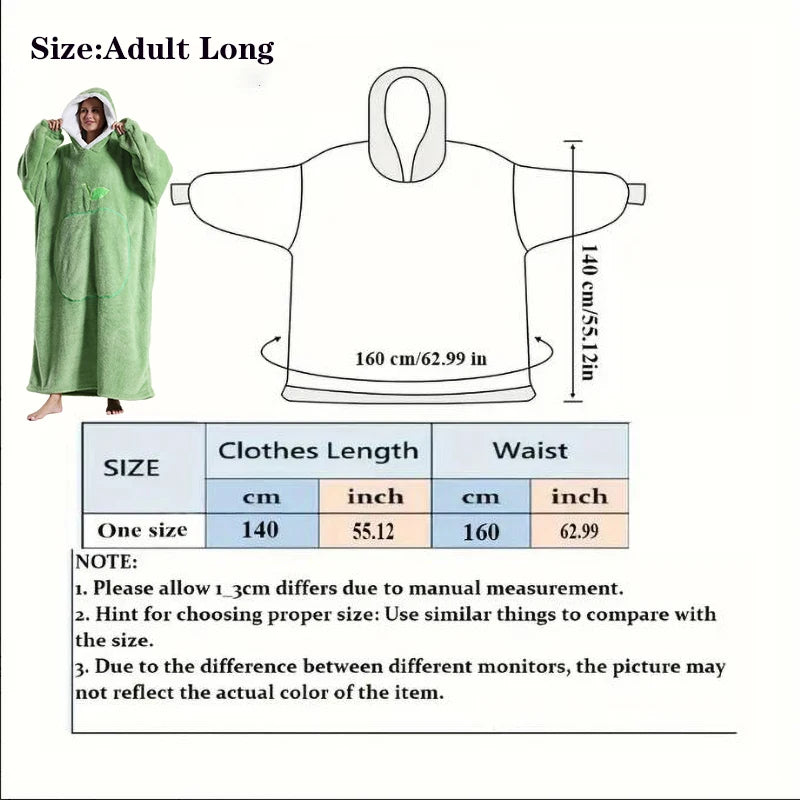 Extra Long Apple Warm Wearable Blanket (55" / 140cm)