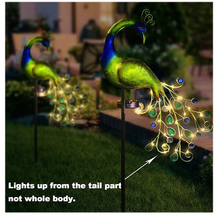 Solar Powered LED Lawn Light Peacock Waterproof Fairy Garden Decor Lamp For Pavilion Yard Landscape Garden Lawn Lights