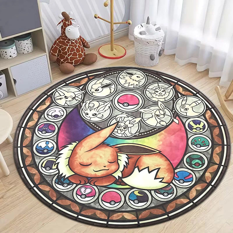 Pokemon Cartoon HD Printed Round Carpet Dropshipping Rug for Living Room Area Rug Large Pet Mat Soft Circle Rugs Room Carpet