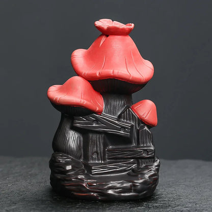 3-Mushroom  LargeCeramic Backflow Incense Burner