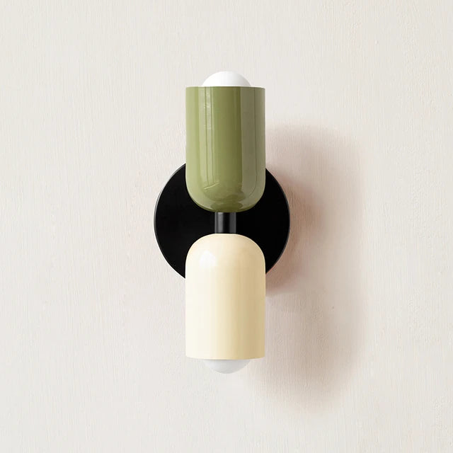 Minimalist Nordic Duo Color Black Double Head Wall Sconce