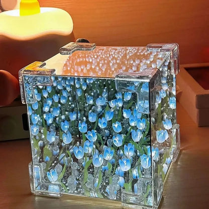 Handmade DIY Tulip Mirror Cube Lamp