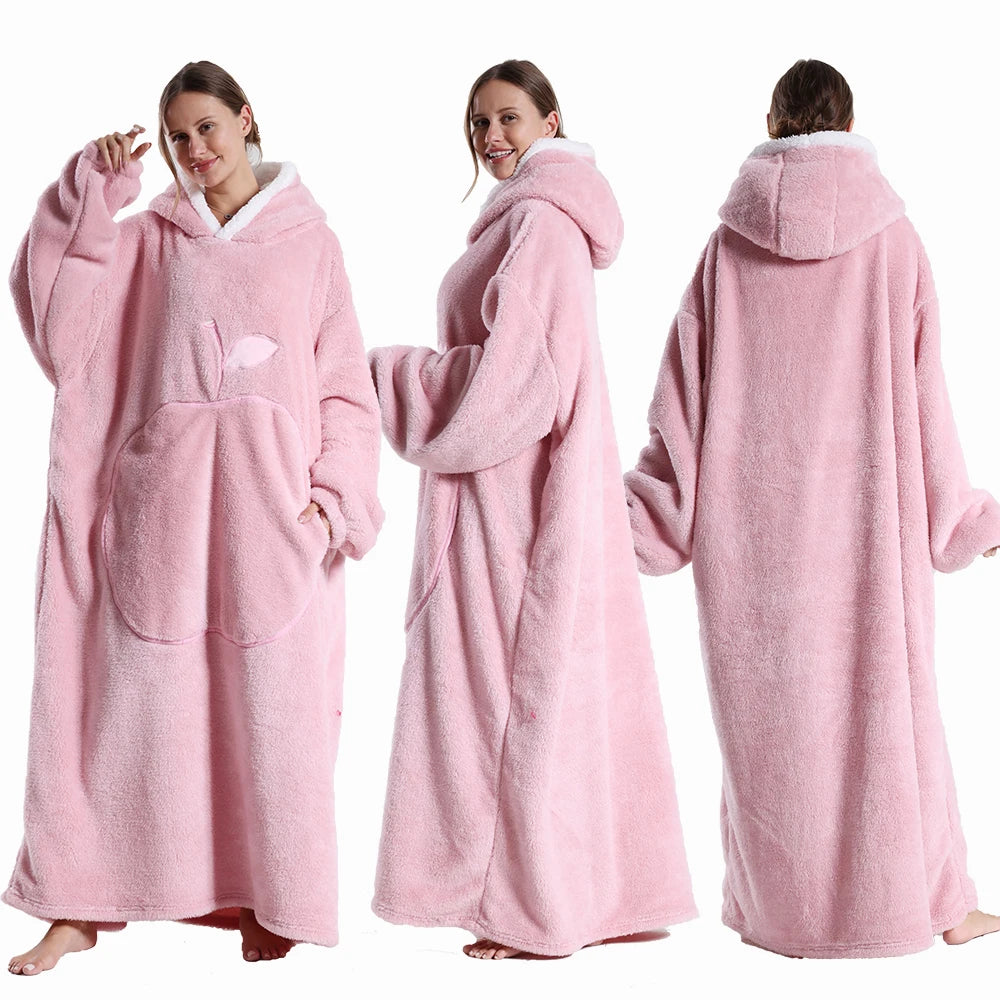 Extra Long Apple Warm Wearable Blanket (55" / 140cm)