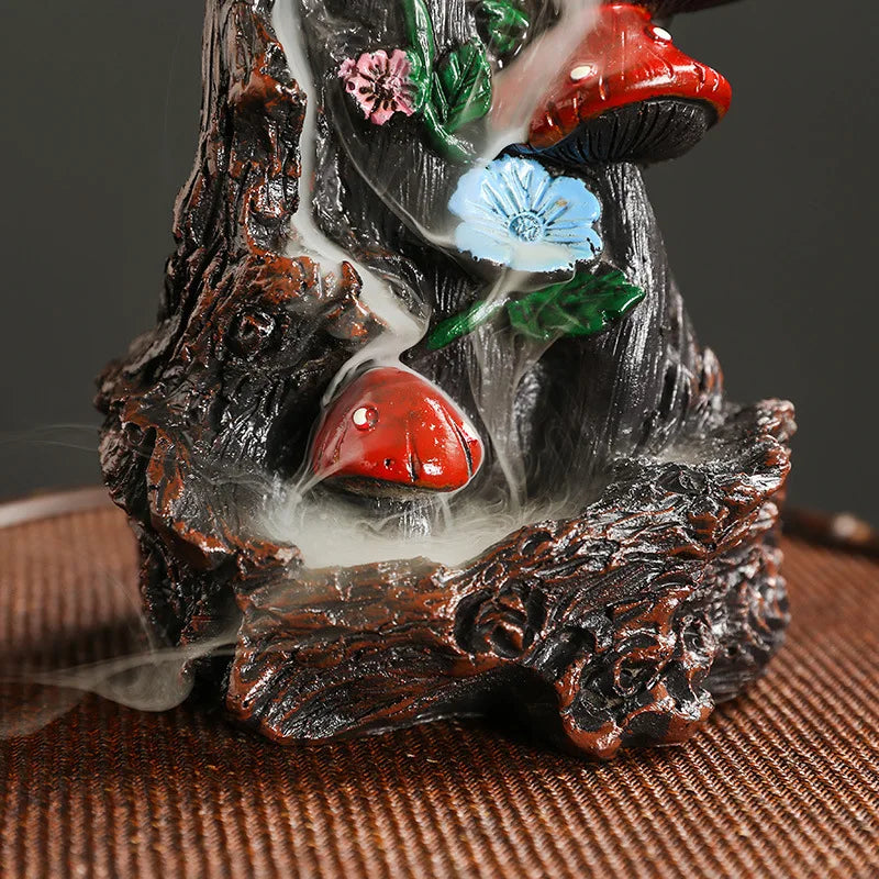 Flower Mushroom Resin Waterfall Backflow Incense Burner