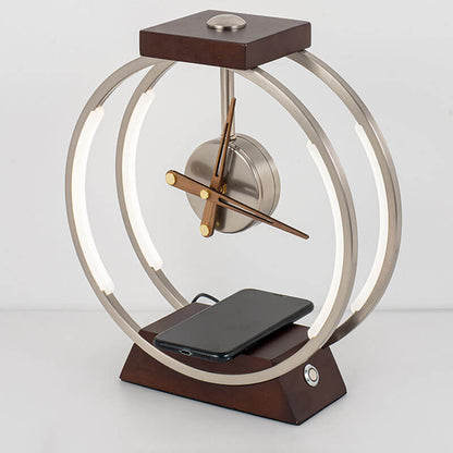 Modern Luxury Clock Design Wireless Charging LED Touch Table Lamp