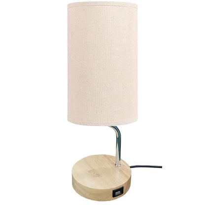 Wireless Charging Touch Dimmable Wooden Base Lamp