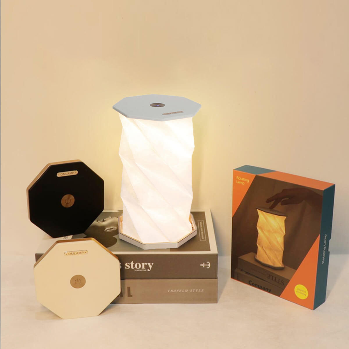 Rotating Wooden LED Night Lamp