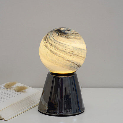 Modern Creative Orb Moon Ceramic Glass USB LED Night Light Table Lamp