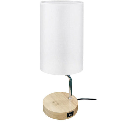 Wireless Charging Touch Dimmable Wooden Base Lamp