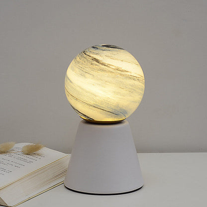 Modern Creative Orb Moon Ceramic Glass USB LED Night Light Table Lamp