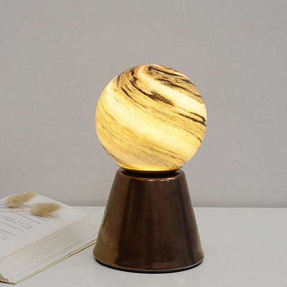 Modern Creative Orb Moon Ceramic Glass USB LED Night Light Table Lamp