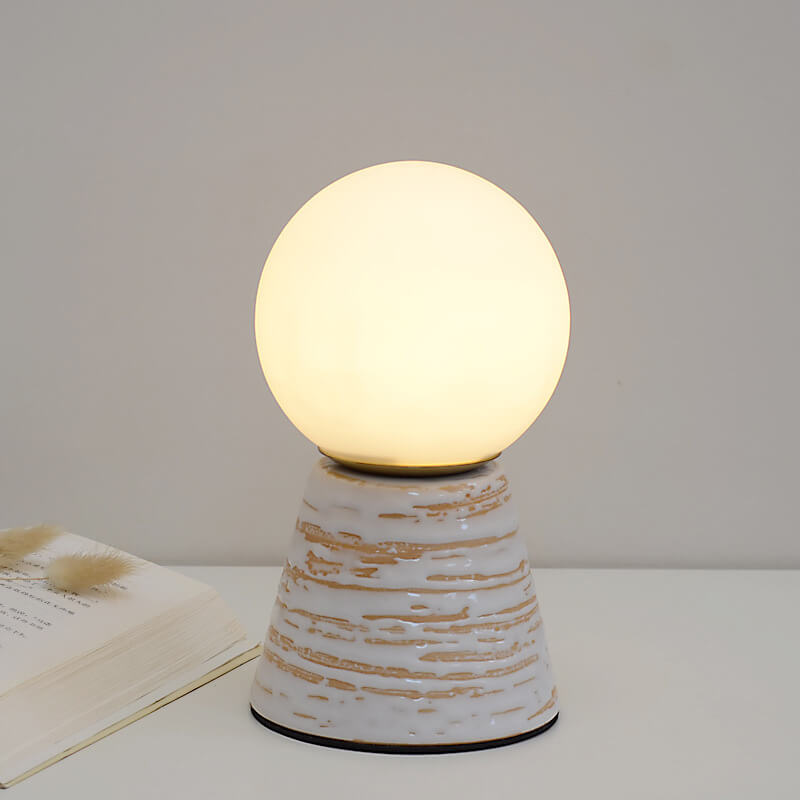 Modern Creative Orb Moon Ceramic Glass USB LED Night Light Table Lamp