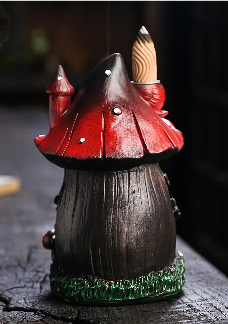 Mushroom House Resin Handicraft Home Ornaments Backflow Incense Burner