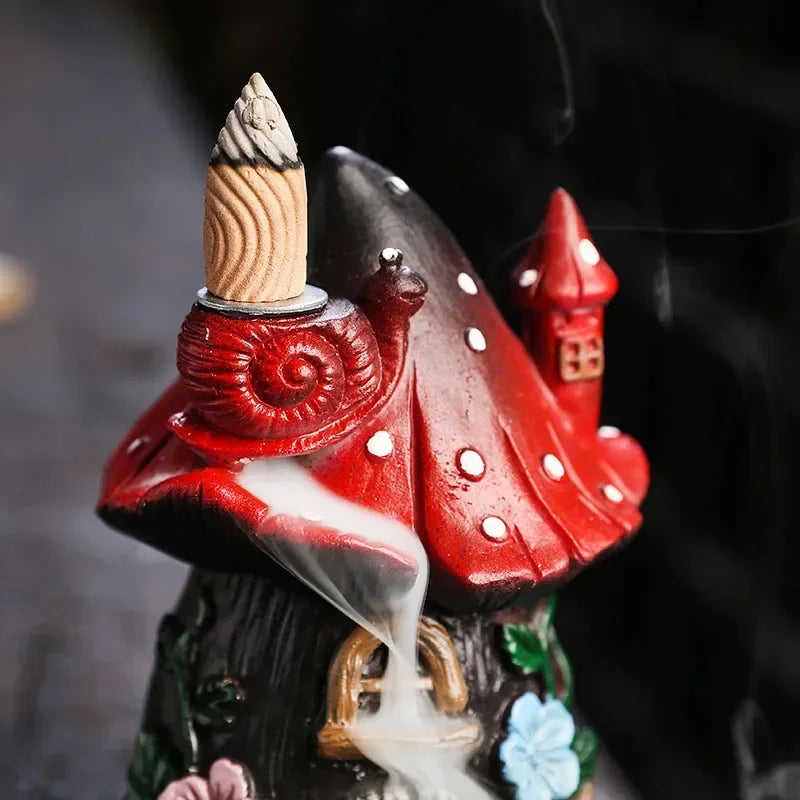 Mushroom House Resin Handicraft Home Ornaments Backflow Incense Burner