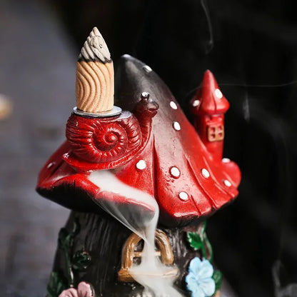 Mushroom House Resin Handicraft Home Ornaments Backflow Incense Burner