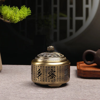 Chinese Style Incense Burner Household Indoor Disc Incense Burner Heart Sutra Round Zen Study Sandalwood Incense Burner Ornament