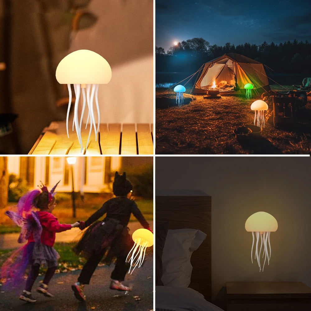 RGB Cartoon Jellyfish Night Lights Voice Control Jellyfish LED Bedside Lamp USB Gradient Colorful Kid Bedroom Ambient Night Lamp