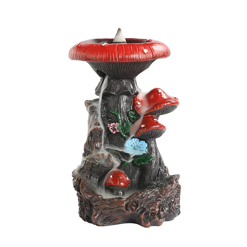 Flower Mushroom Resin Waterfall Backflow Incense Burner