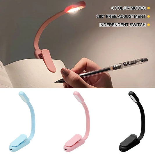 Battery-Powered Clip-On Study Reading Lamp Mini Book Night Light