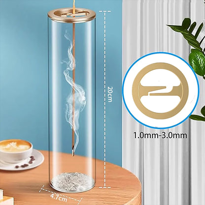 Modern Glass Incense Burner Anti-Ash Flying Incense Holder with Removable Glass Ash Catcher for Home Decor Yoga Meditation