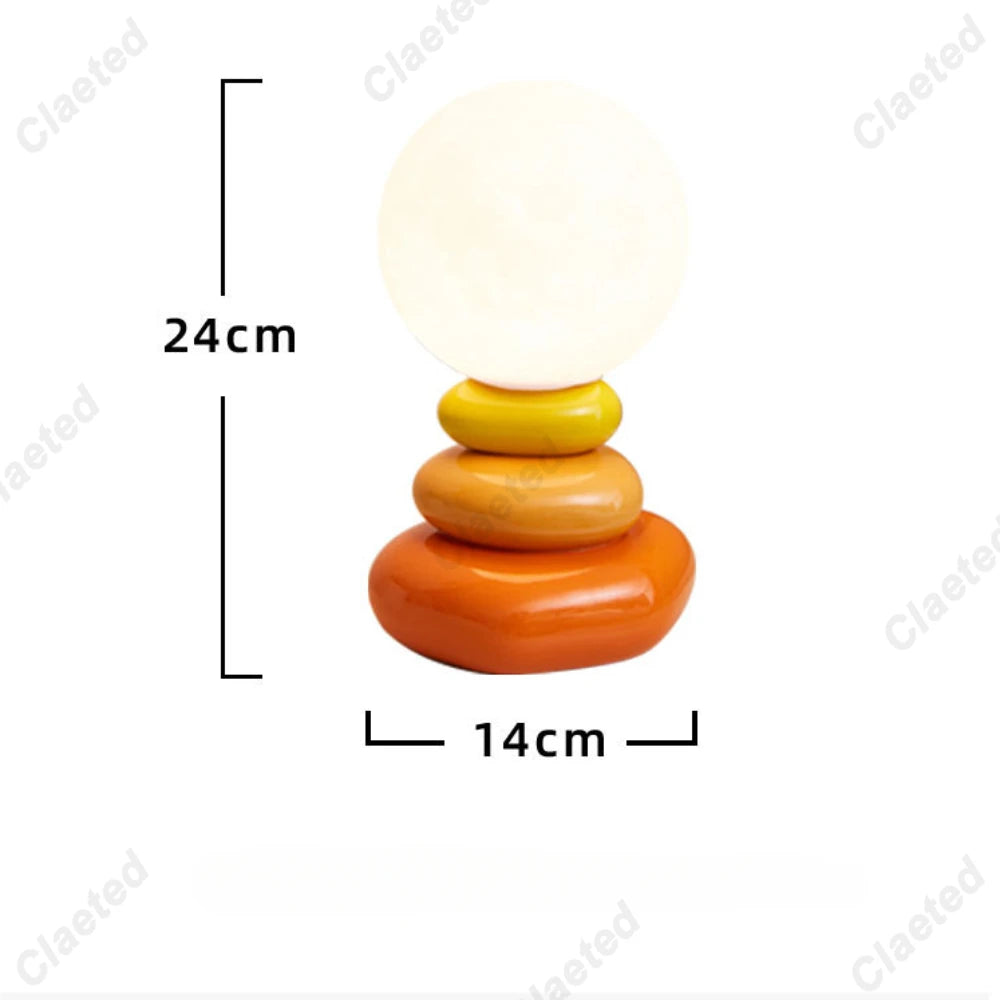 Colorful Stone Table Lamp Bedroom Bedside Lamp Creative Nordic Stacked Stone Shape Living Room Advanced Atmosphere Night Light