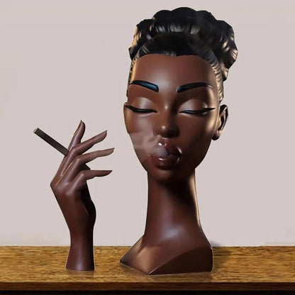 Headscents-Head Incense Burner Black Women Face Resin Incense Censer Incense Stick Holder for Living Room Bedroom Office