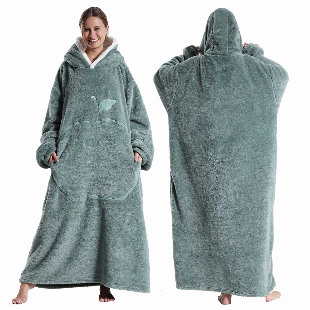 Extra Long Apple Warm Wearable Blanket (55" / 140cm)