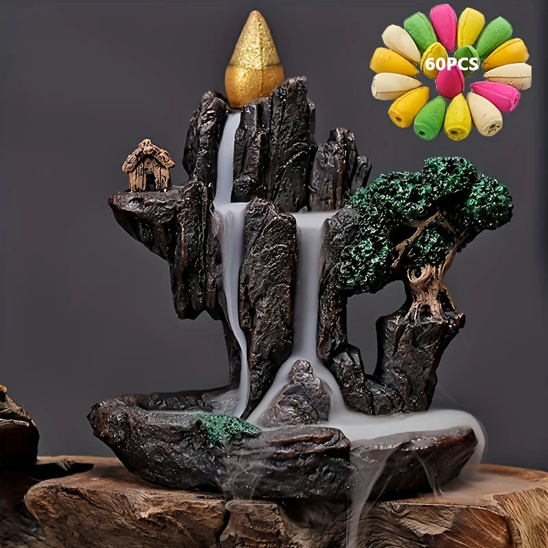 Mountains River Waterfall Reflux Incense Burner Fountain