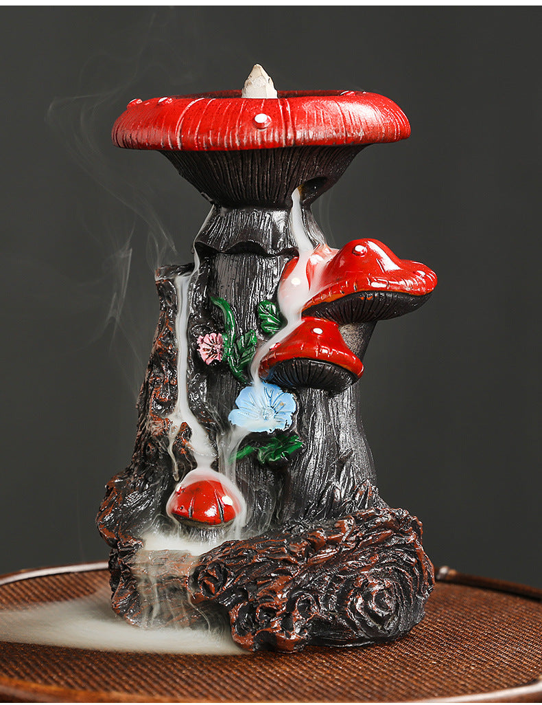 Flower Mushroom Resin Waterfall Backflow Incense Burner