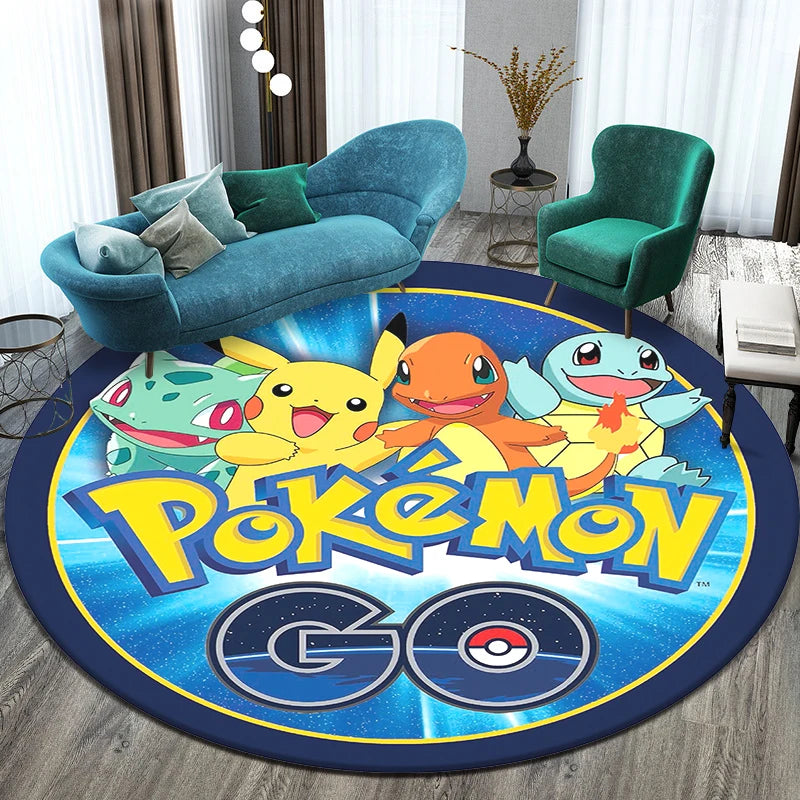 Pokemon Cartoon HD Printed Round Carpet Dropshipping Rug for Living Room Area Rug Large Pet Mat Soft Circle Rugs Room Carpet