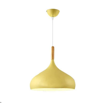 Nordic Colored Chandelier Wooden Pendant Light Bedroom Living Room LED Lamp Single Head Aluminum Children Room Lighting Fixture