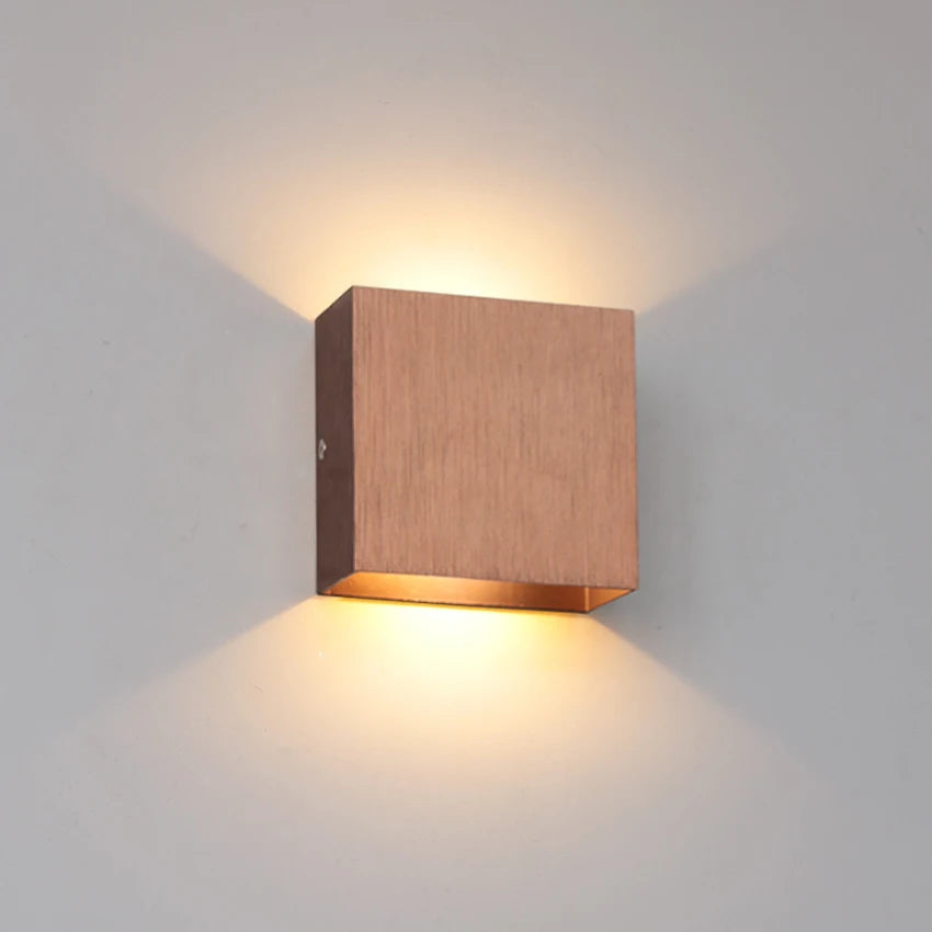 Modern Minimalist Wood Cube Wall Sconce