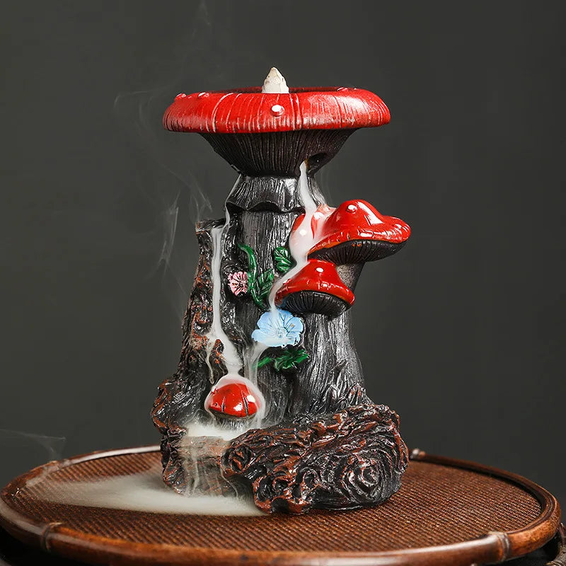 Flower Mushroom Resin Waterfall Backflow Incense Burner