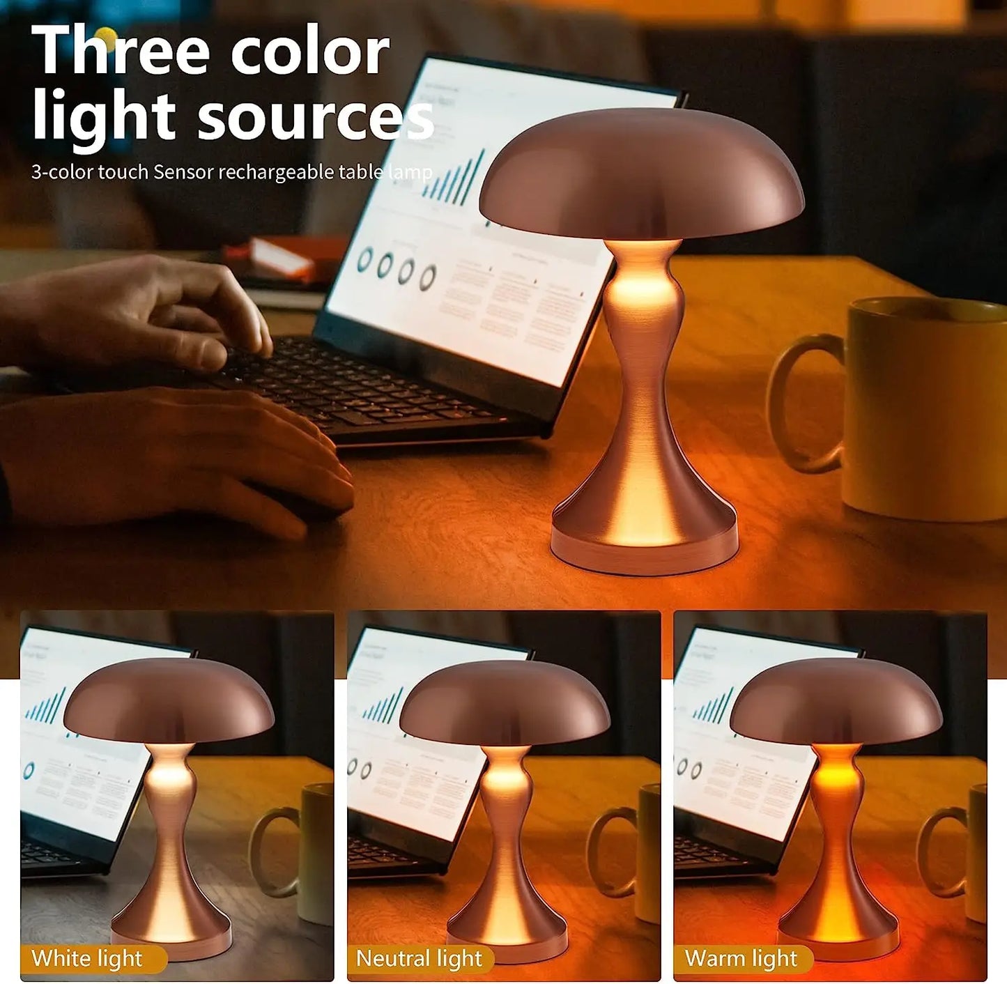 Mushroom Touch Sensor Wireless Table Lamp Night Light