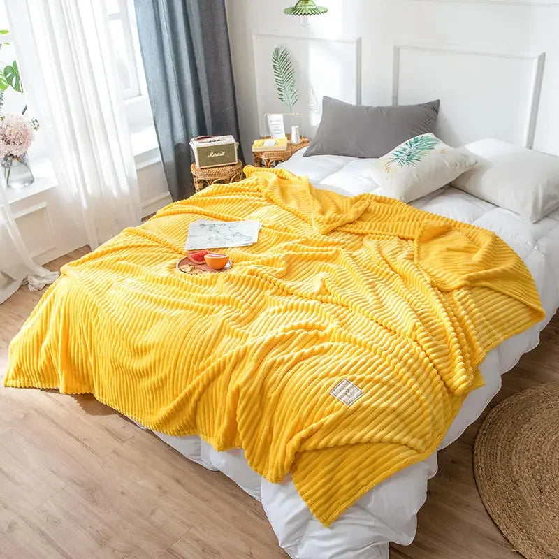 Yellow Heated Portable Fleece  Blanket