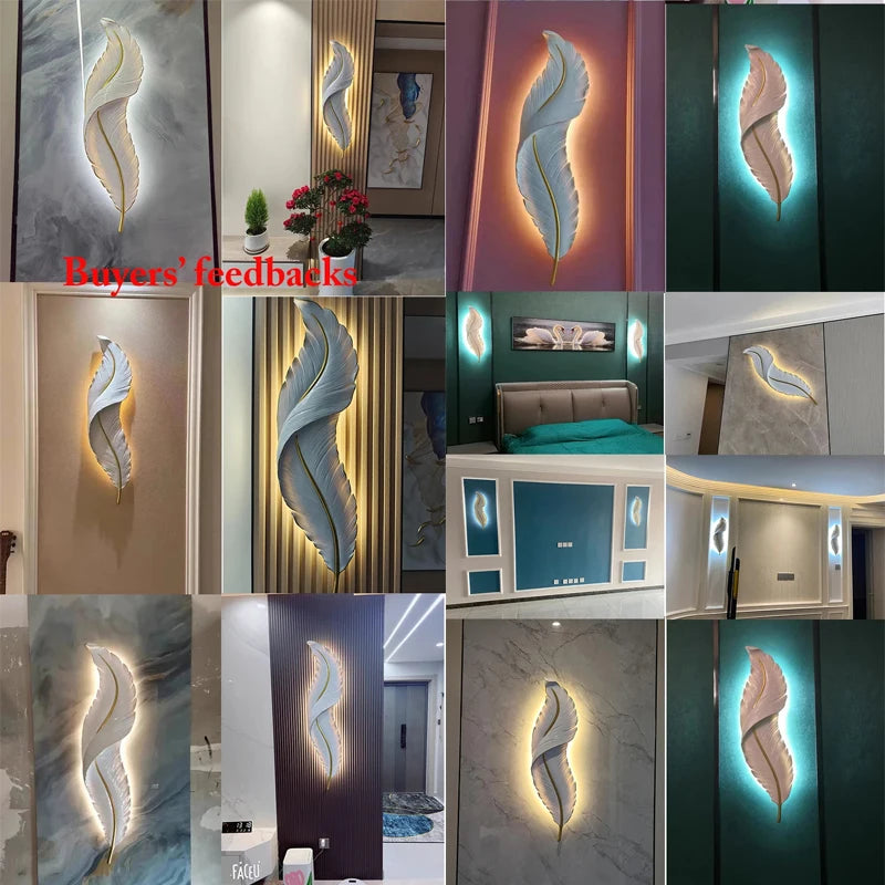 Modern LED Feather Wall Lamps