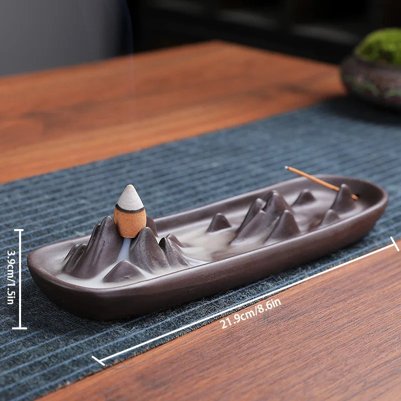 Creative Ceramic Purple Sand Incense Burner Zen Buddhist Hand Backflow Censer Lotus Dragon Shape Incense Stove Home Decorations