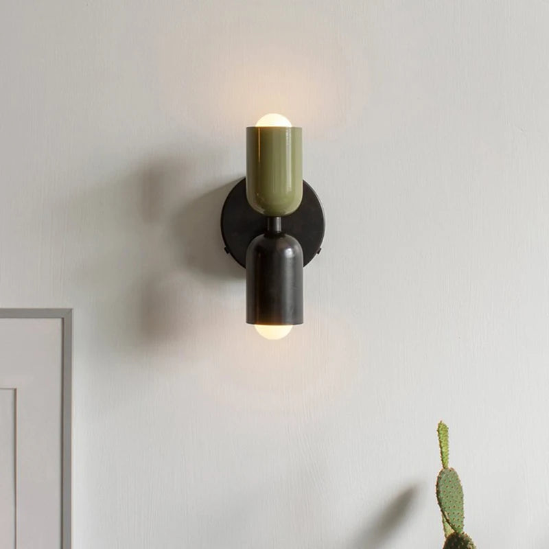 Minimalist Nordic Duo Color Black Double Head Wall Sconce