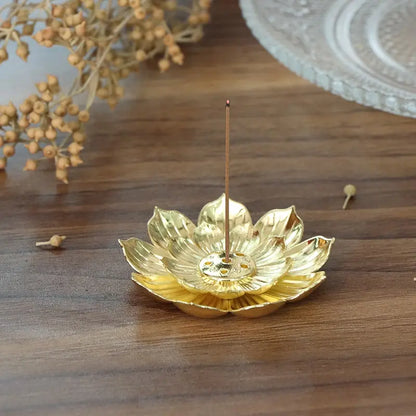 1PC Gold Incense Burner Stick Holder Buddhism Lotus Line Incense plate Base Temples