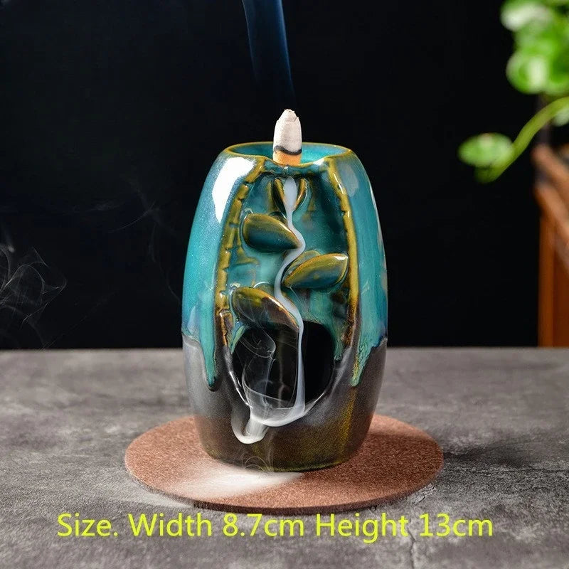 Mountain River Handicraft Waterfall Ceramic Backflow Waterfall Smoke Incense Burner Home Decor Best Christmas Gift